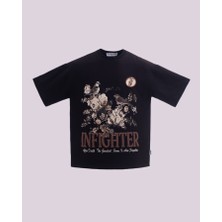 İnfighter Erkek Kısa Kol Nature And Birds Oversize Siyah Tişört