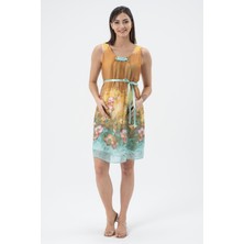 Busa Hamile Sıfır Kol Midi Boy Şifon Elbise Mintyeşili