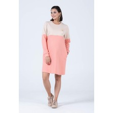 Busa Hamile Blok Renk Sweat Elbise Somon