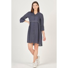 Busa Hamile Ispanyol Kol Elbise Lacivert