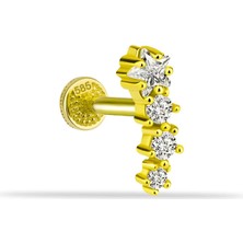 14 Ayar Altın Yıldız Taşlı Tragus Piercing