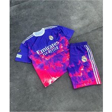 Real Madrid Ronaldo 2024/25 Yeni Sezon Kırmızı Dalgalı Desenli Çocuk Forması 4'lü Set