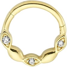 14 Ayar Altın Taşlı Minimal Halka Piercing