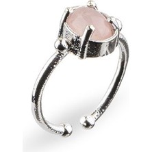 Zeynep Büyükbay Pembe Kuvars Yüzük Minimalist (Tek Taş) Ayarlanabilir