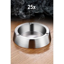 25 Adet Çelik 12,5 cm Kafe Restaurant Lokanta Yuvarlak Kül Tablası Küllük MT170B