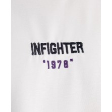 Erkek Kısa Kol Leather Applique Oversize Ekru Tişört