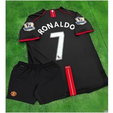 Alaturka Mix Manchester United 2008 Sezonu Cristiano Ronaldo Çocuk Forması Şort Çorap 3'lü Set (Black)