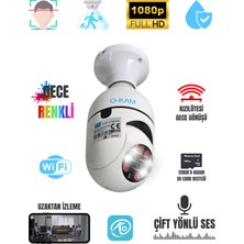 O-Kam 2mp Wifi Ampul Kamera Gece Renkli Döner Başlıklı Çift Ses Sd Destekli Tak Çalıştır