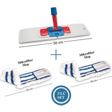 Teknotrust 50 cm Mikrofiber Nemli Mop Seti, Endüstriyel Temizlik Aleti, 2'li Paket