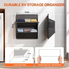 Aeethericly 2 Paket Yapışkan Bantlı Karavan Ayakkabı Saklama, Kapı Üstü Ayakkabı Rafı, Cepli Duvara Asılan Ayakkabı Düzenleyici Siyah (Yurt Dışından)