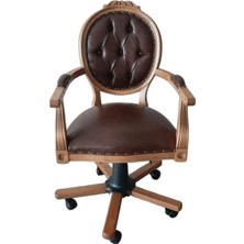 Gazzini Furniture Madalyon Ahşap Işlemeli Çalışma Sandalyesi