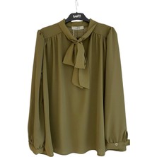 Armine Boyun Kurdele Desenli Tunik-Yağ Yeşili 25YT303