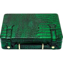 Deri Croco Yeşil Humidor 18's El Çantası Puro Kutusu