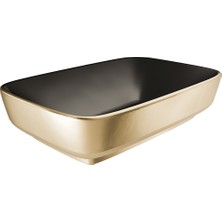 Kale Dove 2.0 60X40 cm Mat Siyah-Altın Dikdörtgen Çanak Lavabo