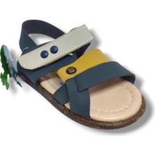 Şirinbebe 1632-20 Anatomik 3 Cırt Bant Erkek Çocuk Sandalet Lacivert Sarı 21-25