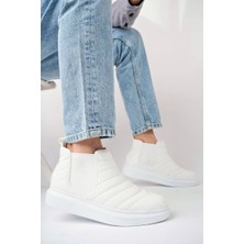 ET205 Boston Bağcıksız Cilt Erkek Spor Bot Bt - Beyaz