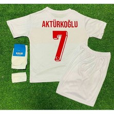 Türkiye Euro 2024 Kerem Aktürkoğlu 7 Numara Çocuk 4'lü Set Hediyeli Beyaz Milli Takım Forması