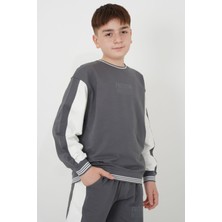 Erkek Çocuk Iki Iplik Kumaş Çizgili Bisiklet Yakalı Eşofman Takımı