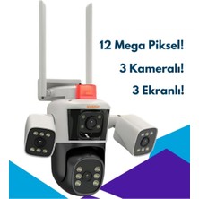 Avenır 3 LENSLI,12MP Wifi Ip Ptz Kamera, Renkli Gece Görüşlü, Hava Şartlarına Dayaıklı