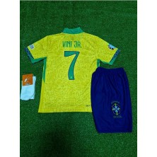 Brezilya 2024/25 Yeni Sezon Vini Jr Çocuk Forması 3'lü Seti Spor T-Shirt