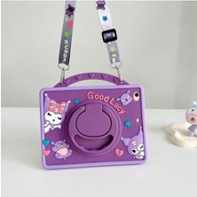 Apple iPad 8.nesil 10.2 Inc Çocuklar Için Kalemlikli Askılı 360 Derece Standlı Soft Silikon Goodlucky Kılıf A2270 A2428