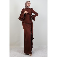 Ilgın Tesettür Abiye Kahverengi