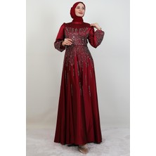 Giza Store Aysu Taşlı Tesettür Abiye Bordo