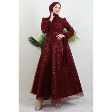 Tansu Tesettür Abiye Bordo