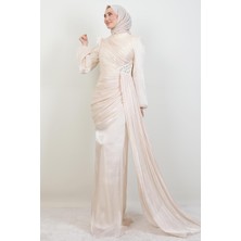 Giza Store Lorea Taşlı Abiye Krem