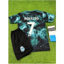 Real'. Madrid'. Ronaldo Galaxy Özel Tasarım Çocuk 3 Lü Set Forması Spor T-Shirt