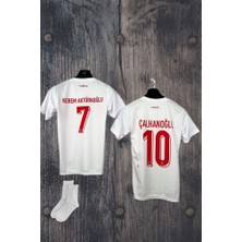 Türkiye Hakan Çalhanoğlu 10 Beyaz & Kerem Aktürkoğlu 7 Beyaz Euro 2024 Forması 2 Li Çocuk Set