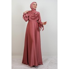 Kol Bağlamalı Degaje Abiye Pembe