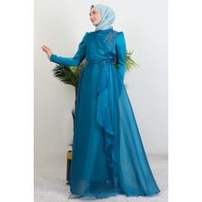 Giza Store Eliza Tesettür Abiye Koyu Petrol