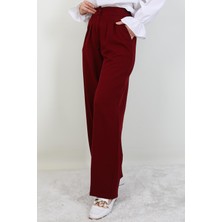 Giza Store Beli Lastikli Düğmeli Pantolon Bordo