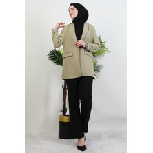 Leopar Astarlı Ceket Açık Mint