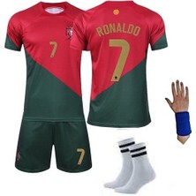 Portekiz Ronaldo Çocuk Forması 4 Lü Set Forma Şort Çorap Bileklik
