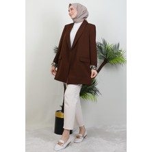 Leopar Astarlı Ceket Acı Kahve
