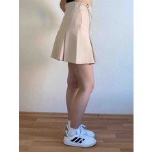 Pileli Zincir Detaylı Mini Etek
