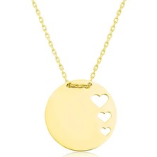 Gümüş Gold Çember Kalp Kadın Kolye