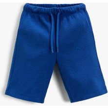 Koton Erkek Çocuk Basic Şort Beli Bağcıklı Mavi Renkli Cep Detaylı Rahat Kesim