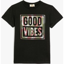 Koton Tişört Slogan Baskılı Kısa Kollu Bisiklet Yaka Pamuklu