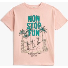 Koton Tişört Kısa Kollu Bisiklet Yaka Baskılı Pamuklu