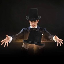 Yetişkinler Için Siyah Renk Ringmaster Sihirbaz Şapkası Silindir Şapka - MDE8958-5901