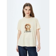 Koton Köpek Baskılı Kısa Kollu Bisiklet Yaka T-Shirt