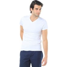 Mavi Erkek V Yaka Streç Beyaz Basic Tişört 061748-620