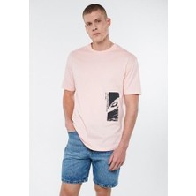 Mavi Erkek Gold Beach Baskılı Pembe Tişört 0611416-71248