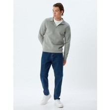 Koton Yarım Fermuarlı Yaka Sweatshirt Uzun Kollu Şardonlu Pamuk Karışımlı