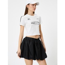 Koton Kısa Tişört Baskılı Kısa Kollu Bisiklet Yaka