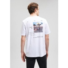 Mavi Baskılı Beyaz Tişört 0611915-620