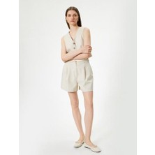 Koton Keten Şort Astarlı Cepli Pens Detaylı